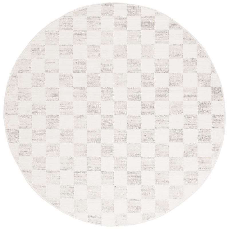 SAFAVIEH Elmhurst Azusa Modern & Contemporary Rug - 6'7" Round - Ivory/Grey