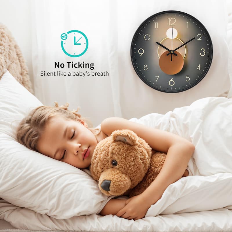 Exquisite Patterns Wall Clock, Silent Non Ticking Battery Operated Modern Clocks for Home 12 x 12 x 1.6 Inch