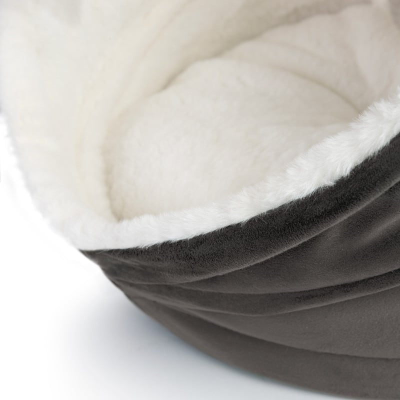 Cozy Cat House Velvet With Sherpa + Dangling Ball - 16"16"