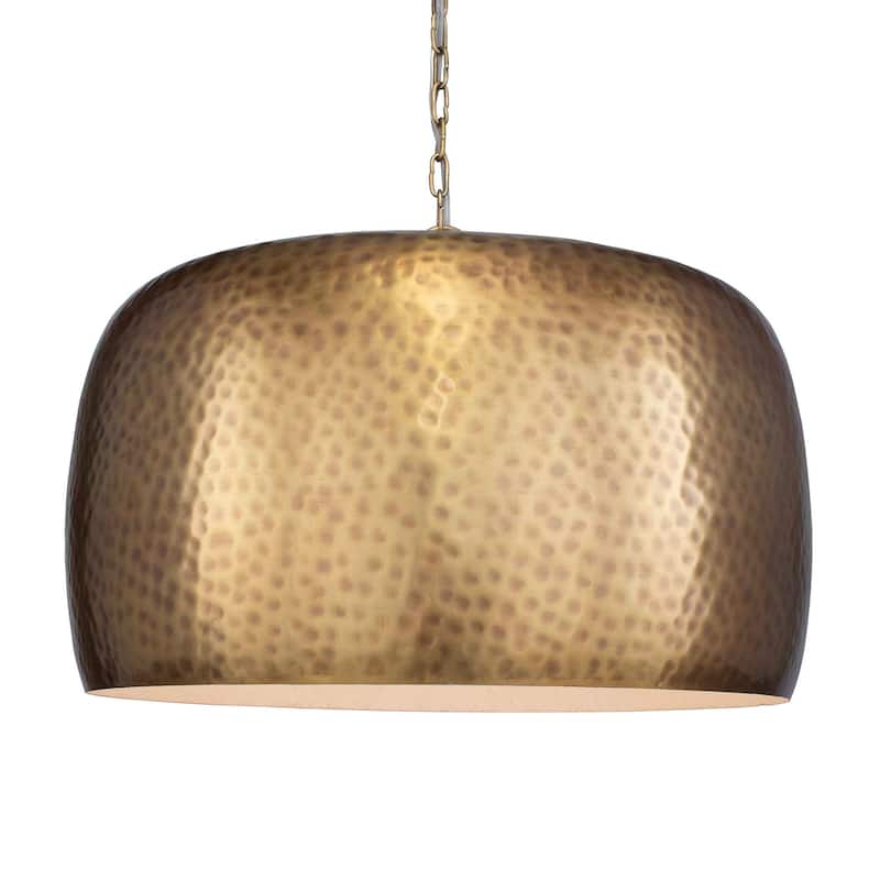 Uttermost 21610 Lemont 24" Wide Pendant with Hammered Metal Shade - Antique Brass