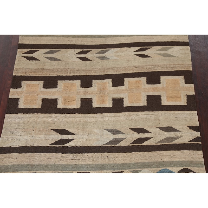 Natural Dye Kilim Geometric Tribal Oriental Area Rug Wool Flat-weave - 5'6" x 9'9"