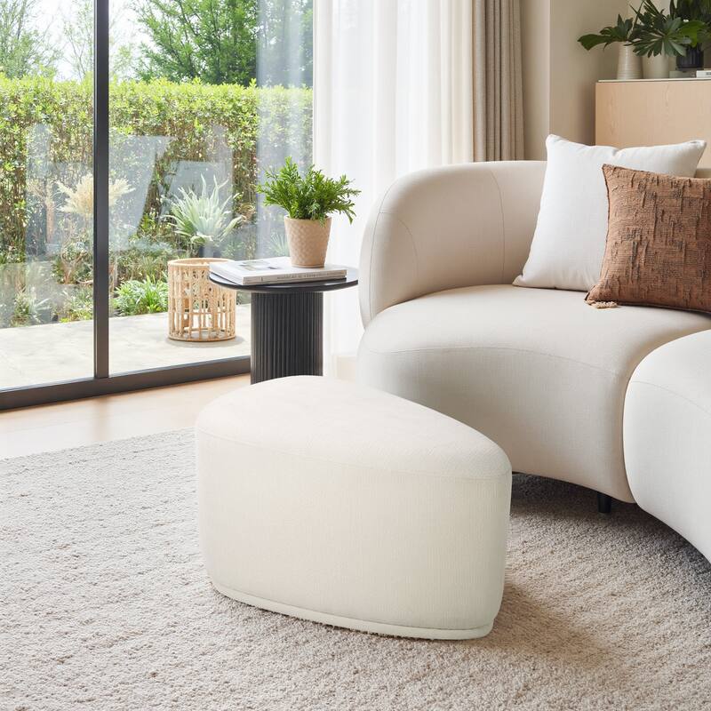 Bonnie 26"/43" W Chenille Small/ Oversized Triangular Cheese Ottoman - Small:26.4"×20"×16" - Beige