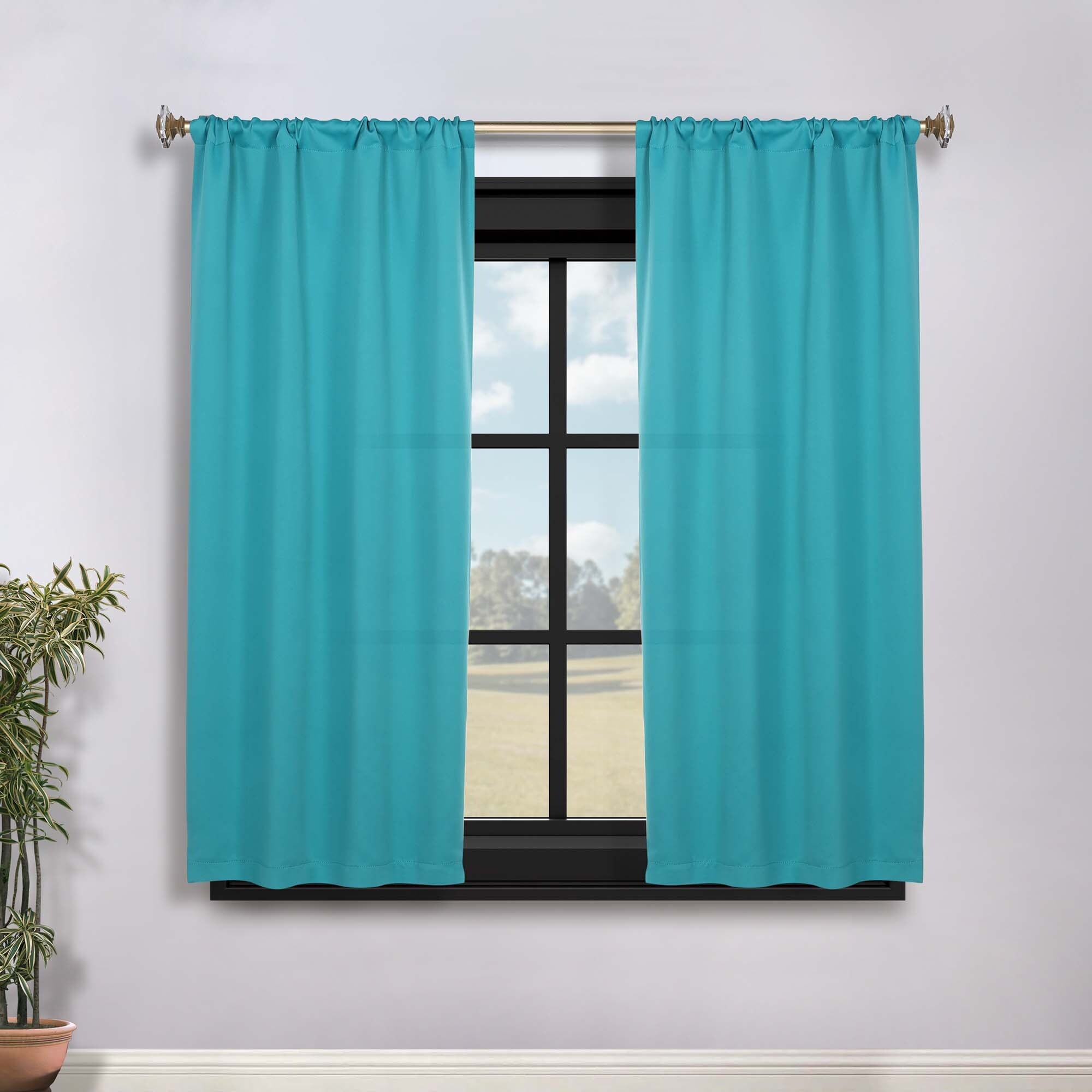 Superior Solid Machine Washable Room Darkening Semi-Blackout Curtains, Set of 2