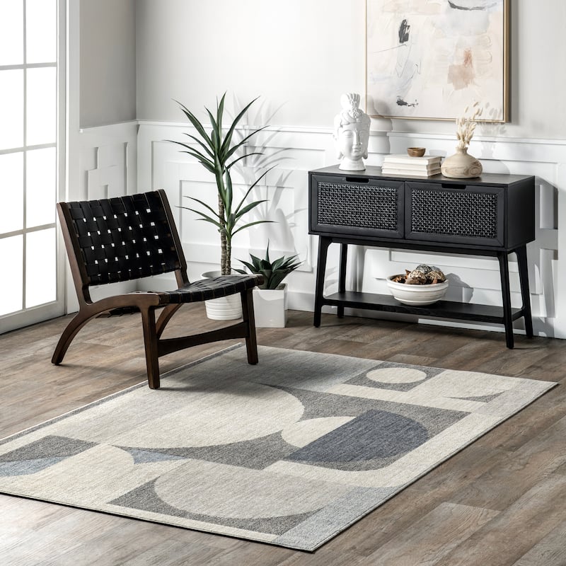 Nuloom Rhona Modern Geometric Recycled Area Rug - 6'7" x 9' - Grey - Rectangle