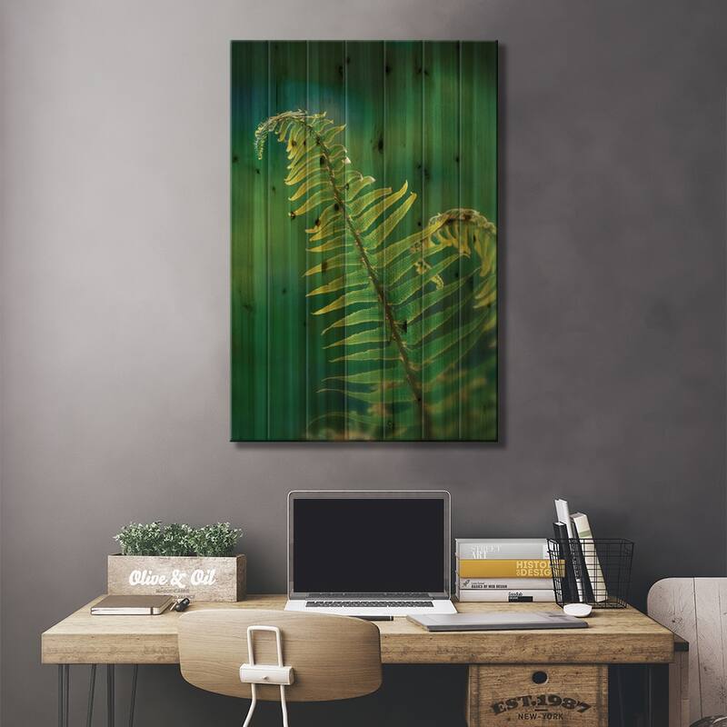 Garden Fern Print On Wood by Savanah Plank - Multi-Color