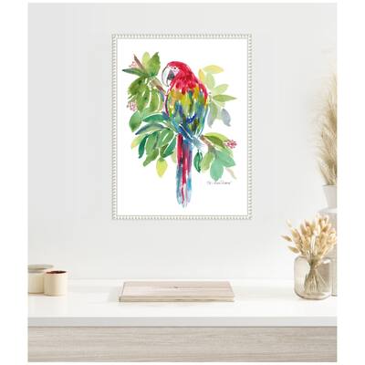 Kate and Laurel Sylvie Bright Parrot in the Greens Framed Canvas by Patricia Shaw