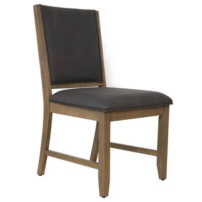 Upholstered Dining Chairs Set of 2 - Gray Parsons Side Chairs with Acacia Wood Legs