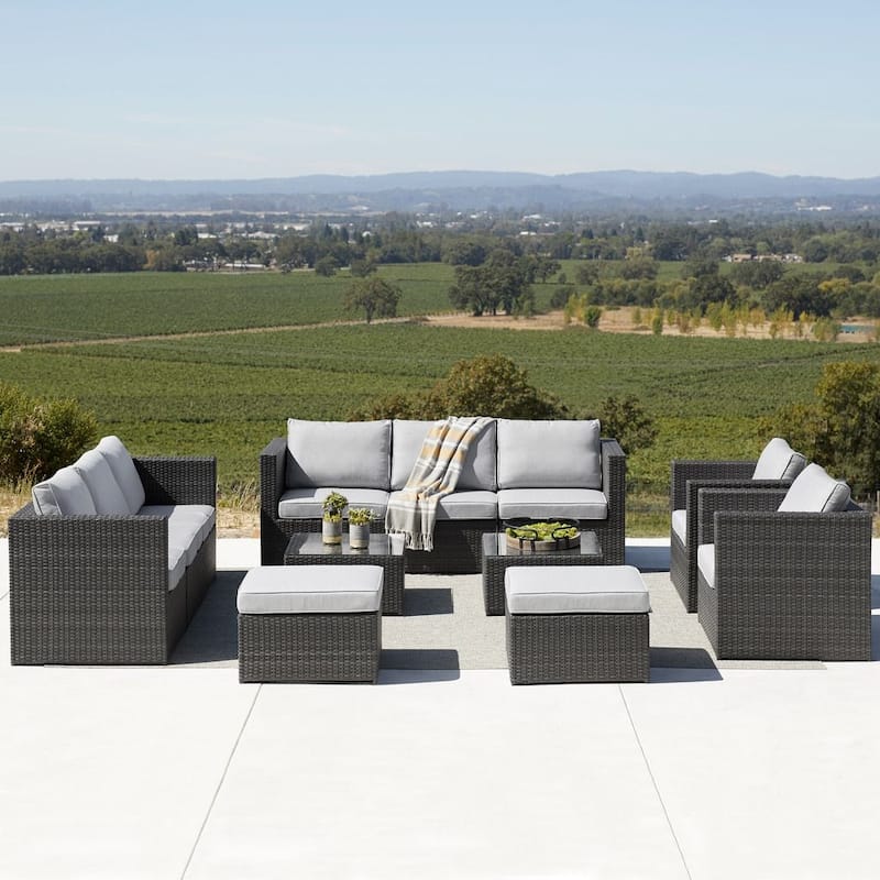 Corvus Trey 12-piece Sectional Wicker Patio Sofa Set