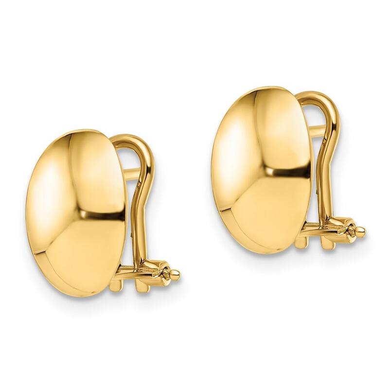 Curata 14k Yellow Gold Polished Shiny Oval Omega Back Earrings - 12.5x8.75mm