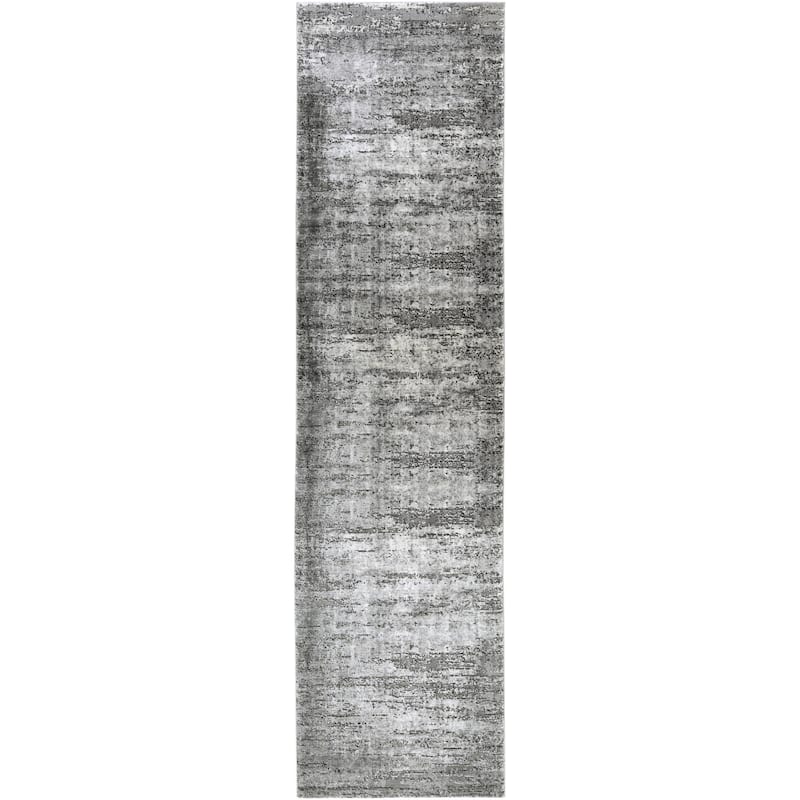 Livabliss Tibetan Mid-Century Abstract Area Rug - 2'7" x 10' - Grey