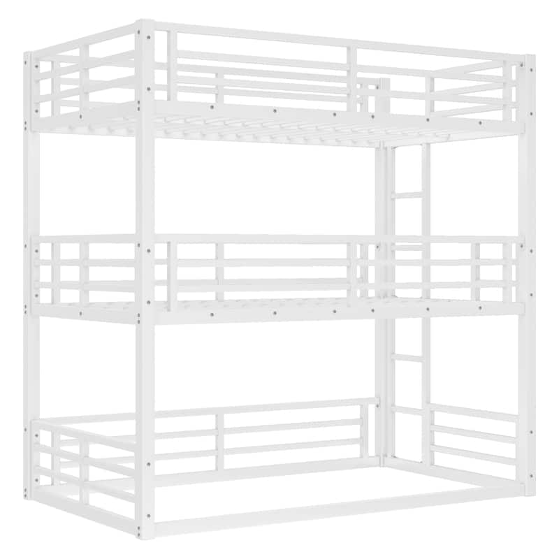 GDFStudio - Fillip Metal Triple Bunk Bed with Guardrails & Noise-Reduced Heavy-Duty Frame