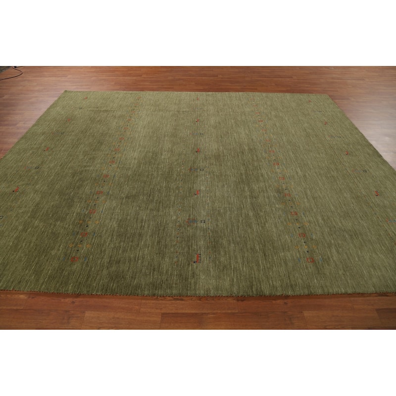 Tribal Green Gabbeh Oriental Area Rug Handmade Wool Carpet - 8'1"x 10'1"