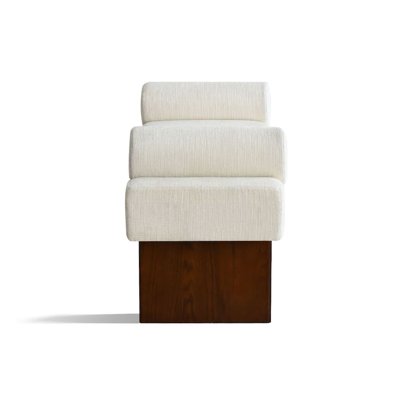 60" Upholstered Bedroom and Entryway Bench with Bolster Pillows