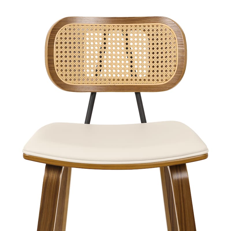 26-inch Wood Counter Height Bar Stools with Rattan Back
