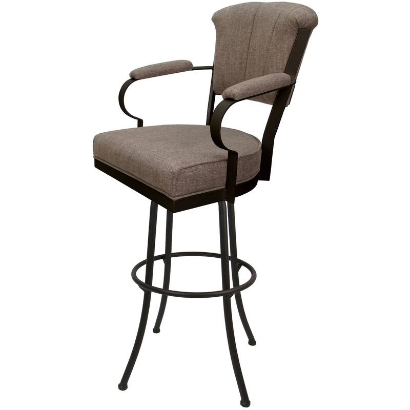 Miami Extra Tall 34" Spectator Metal Bar Stool on Noam Base - 34" Seat Height - Basin Beige - Brown