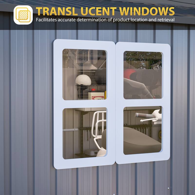 12x10 FT Waterproof Steel Garden Shed with Lockable Doors for Backyard & Patio