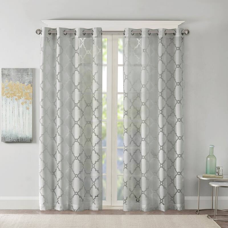 Fretwork Burnout Sheer Curtain Panel