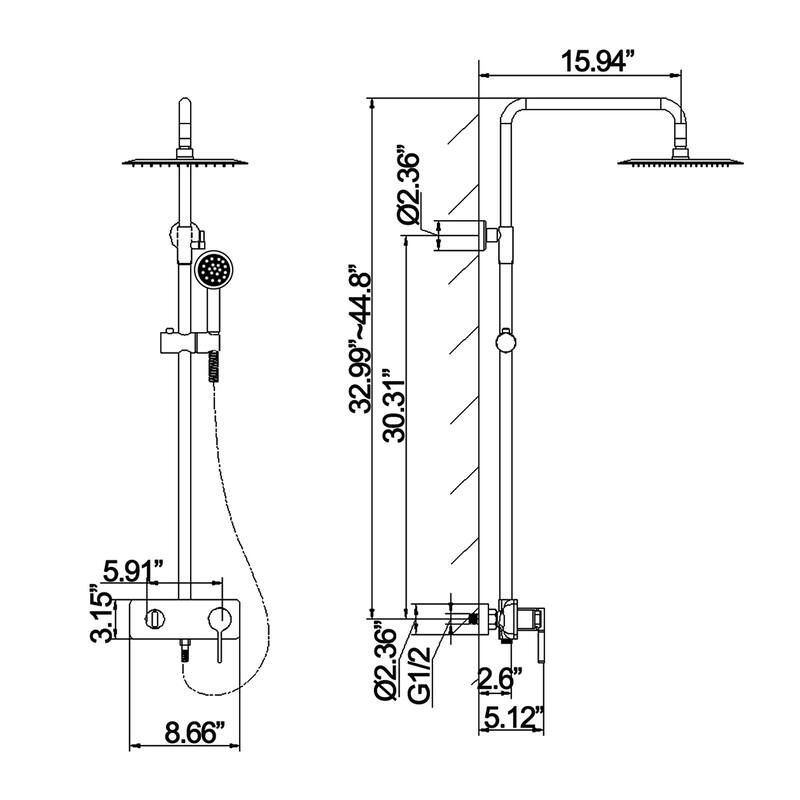 10" Rain Shower Head 2-Function Shower System with Tub Spout, Wall Mounted Shower Faucet Set with Tub Spout