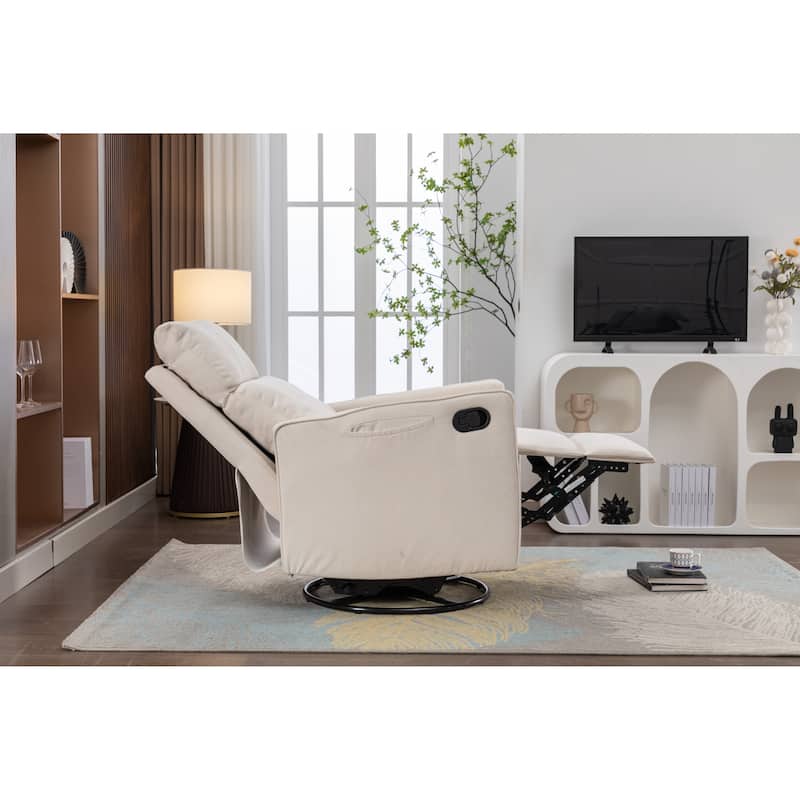Manual Swivel Rocker Recliner Chair with Adjustable Backrest and Footrest