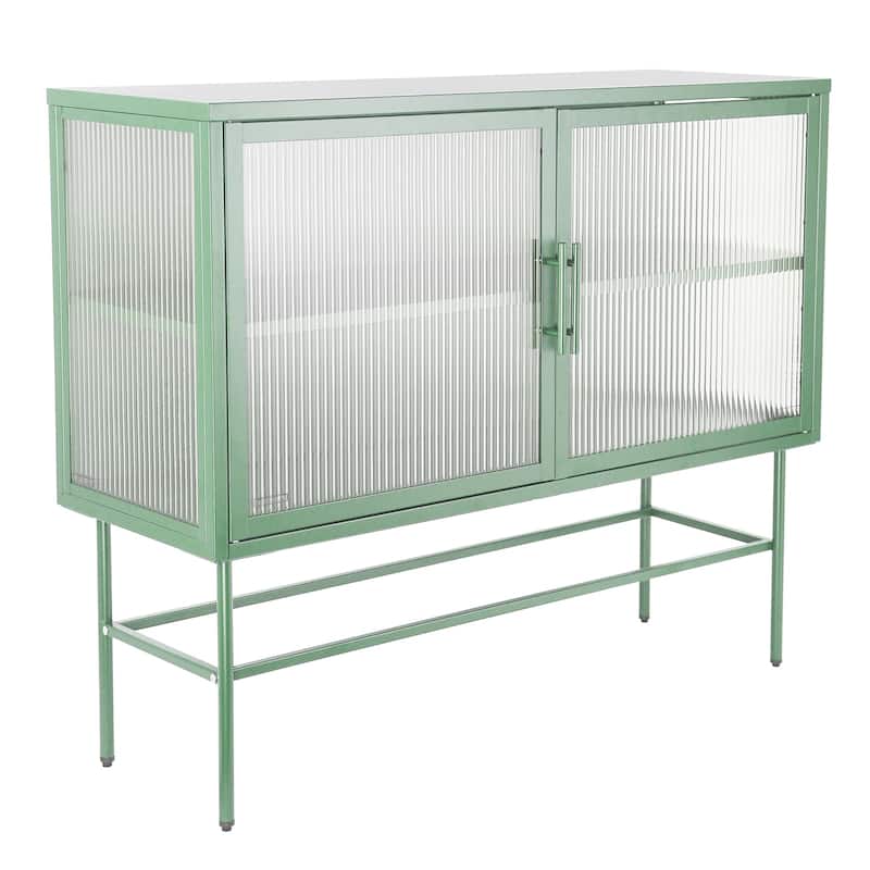 Console Table With 2 Fluted Glass Doors