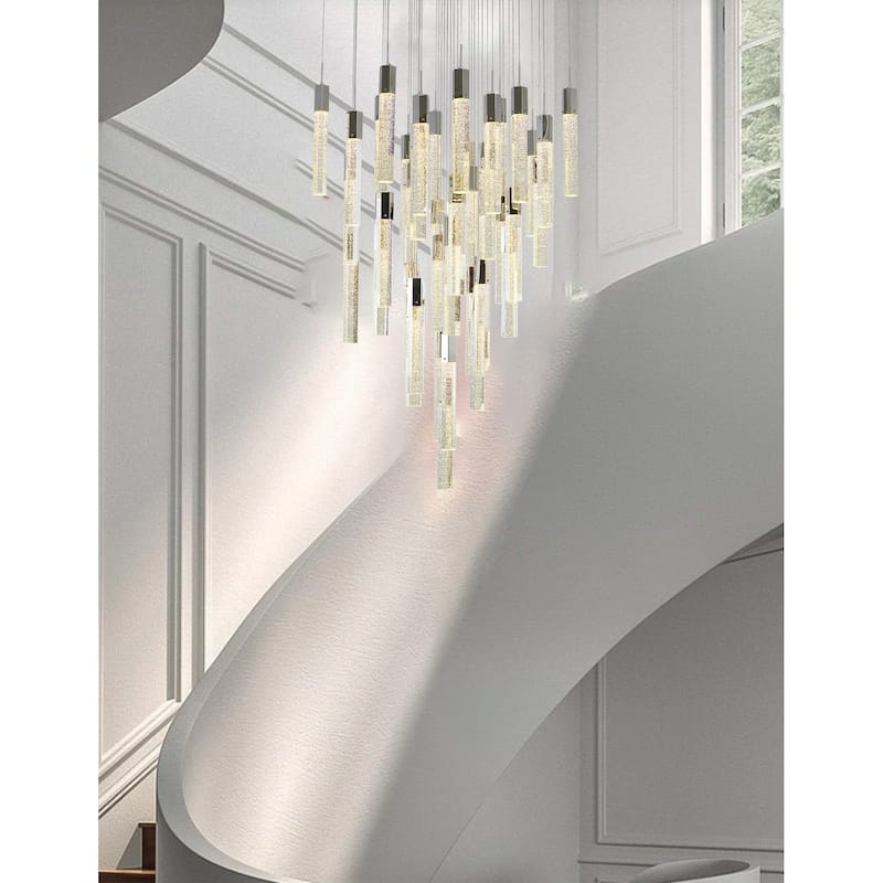 41-Light Chrome Chandelier With Clear Bubble Crystals