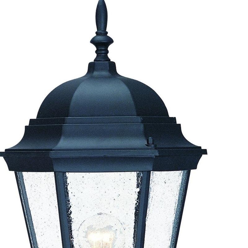 Matte Black Aluminum Seeded Swing Arm Glass Outdoor Wall Light Flush Mount - 10” x 9” x 21.5” (D x W x H)