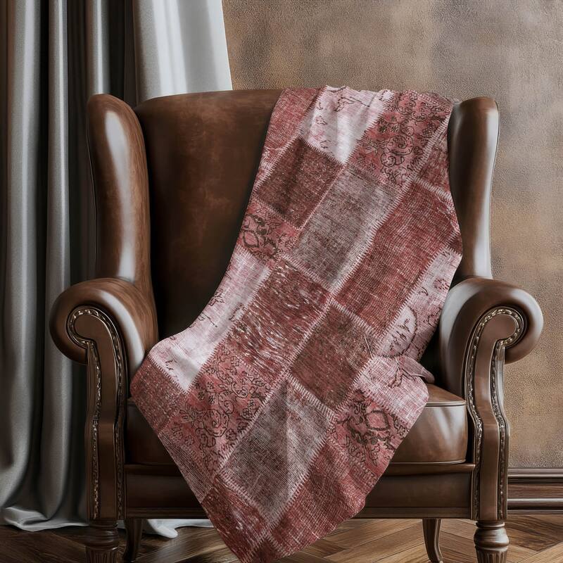 Premium Machine Washable Vintage Patchwork Sherpa Throw Blanket