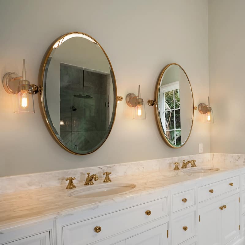 Modern Mini Wall Sconces Rose Gold Bathroom Vanity Light with Clear Glass Shade - L 4.5"x W 5"x H 11"
