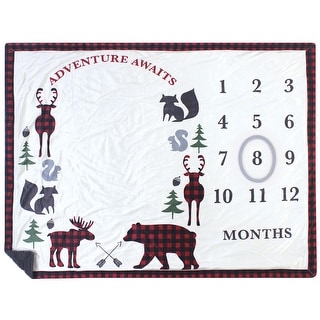 Hudson Baby Infant Boy Plush Holiday and Milestone Blanket, Red Black Plaid, One Size - Red Black Plaid - One Size