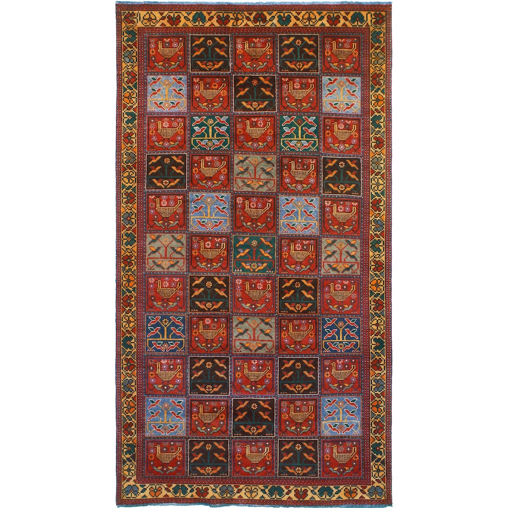 Fine Vintage Distressed Louella Red/Gold Rug - 5'2" x 9'4"