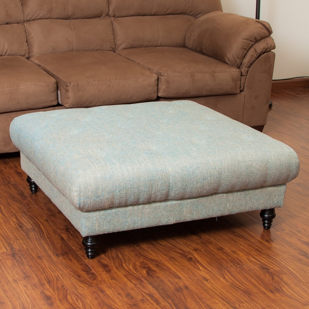 Bordeaux Vapor Fabric Tufted Ottoman by Christopher Knight Home