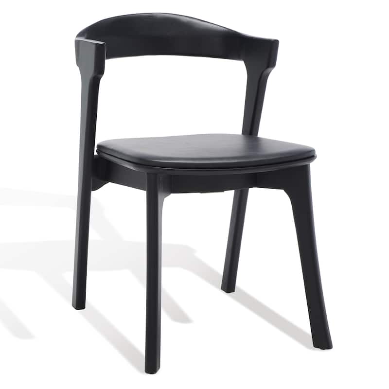 SAFAVIEH Couture Manrica Wood & Leather Dining Chair (Set of 2) - 20 In W x 23 In D x 31 In H - 20Wx23Dx31H