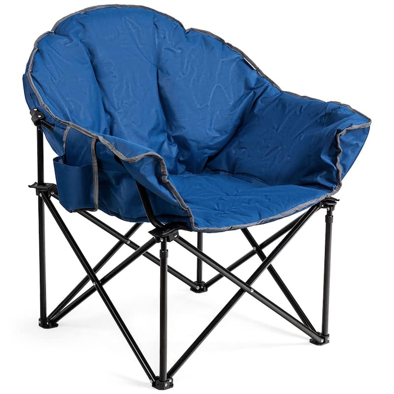 Costway Folding Camping Moon Padded Chair with Carry Bag Cup Holder - 32''x 31.5''x 35.5''