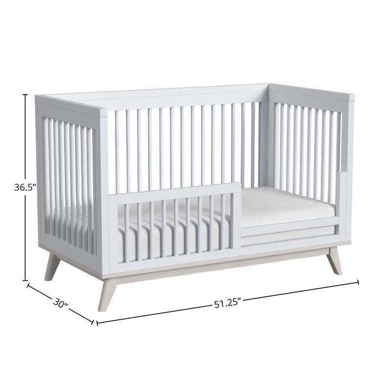 Rowan 51" Wide Modern Cottage Crib, Ash Linen White
