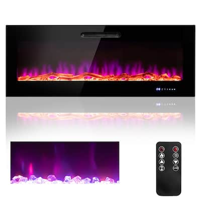 Costway 50''\60'' Electric Fireplace Recessed Wall Mounted Heater