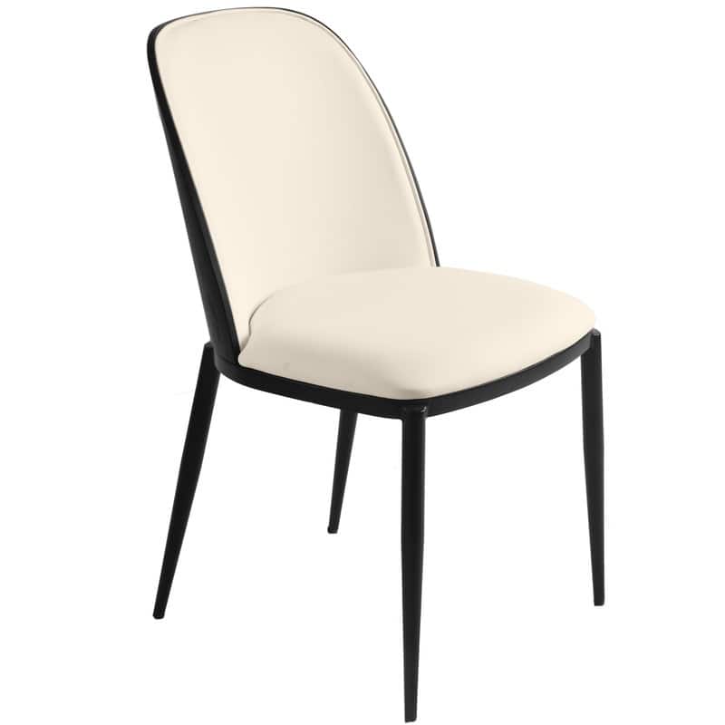 Tule Mid-Century Modern PU leather, Velvet, or Suede Fabric Upholstered Dining Chair with Black Metal Frame for Home or Cafe