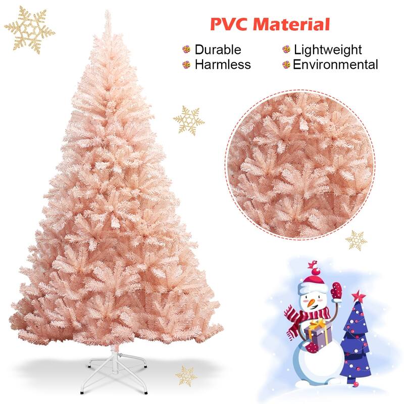 Gymax 6ft/ 7ft Pink Classic Pine Christmas Tree Artificial Hinged - See Details