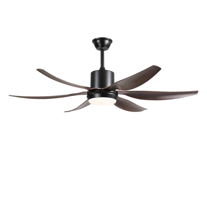 6 PCS ABS Blades 56 Ceiling Fan With Light Kit 3 Color LED Light Source, DC 6 Speed ,Remote Control Ceiling Fan