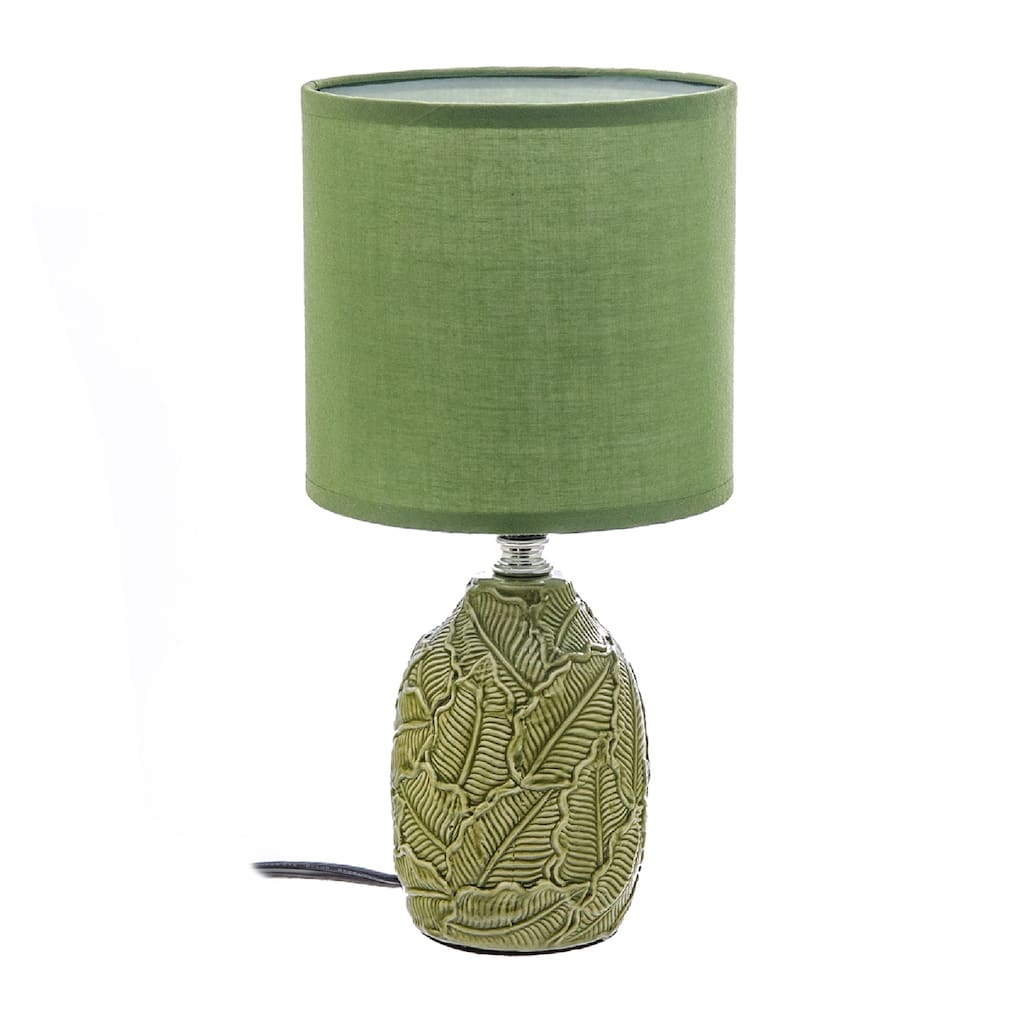 Ceramic Table Lamp With Shade Leaflet Green