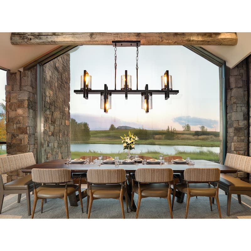 5-light Kitchen Island Pendant Lighting with Bubble Glass Shade Industrial Rustic Chandelier Retro Ceiling Light