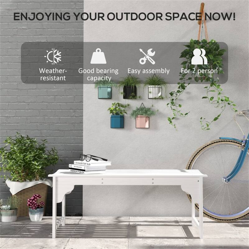 Poplar Wood Outdoor Garden Bench with Curved Slats - 45.25" L x 19.75" W x 17.75" H
