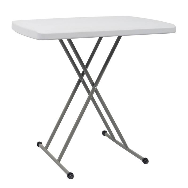 Karlhome 30'' HDPE Adjustable Folding Table - White