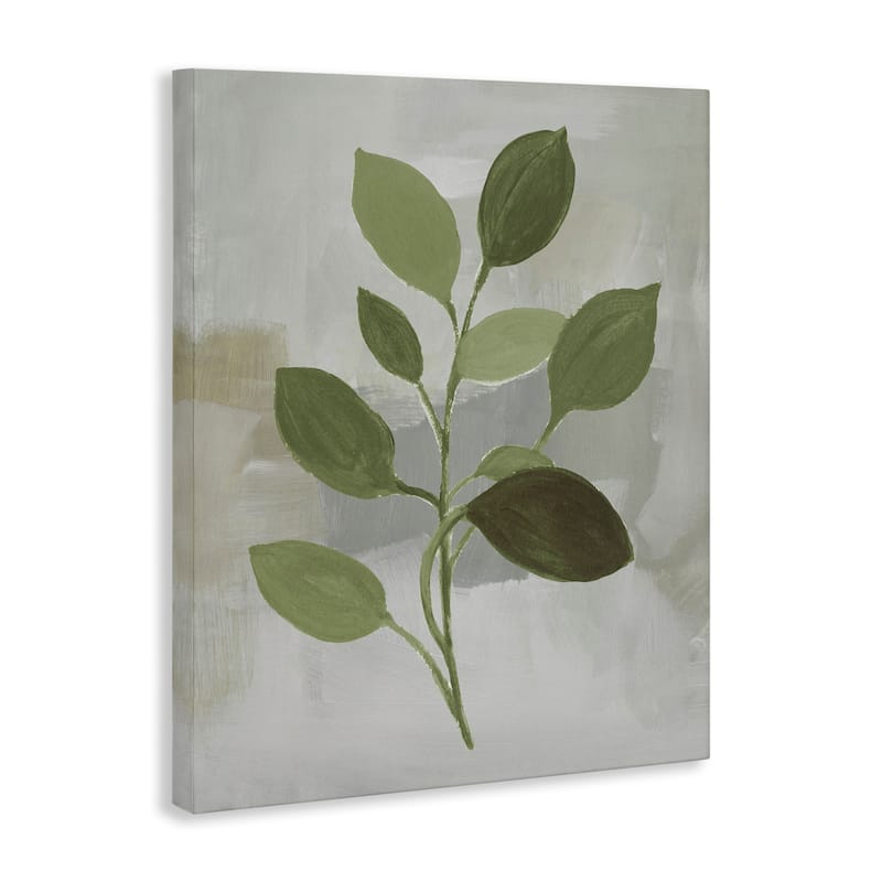Stupell Leaf Sprigs over Grey Canvas Wall Art Design By Lanie Loreth