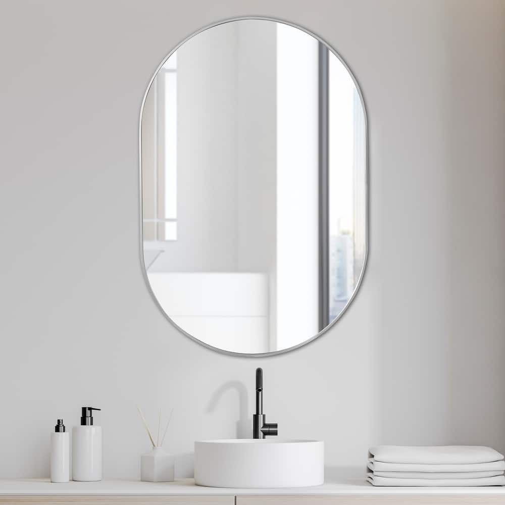 24 in. W x 36 in. H Medium Oval Metal Framed Wall Mirror - 36 H x 24 W x 0.73 D