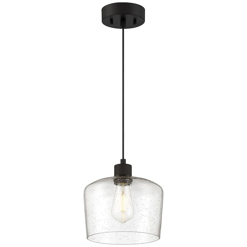 Port Nine Chardonnay LED Pendant - Replaceable LED - Seeded Glass/Matte Black