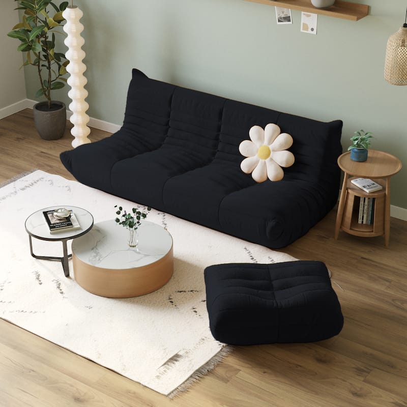 Lazy Floor Sofa Couch Modern Teddy Fabric Sofa Living Room Sofa Bean Bag Chair