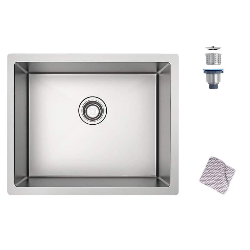 Undermount Single Bowl Stainless Steel Kitchen Sink 16 gauge-ALL SIZE - 27INCH-27L*18W*9D