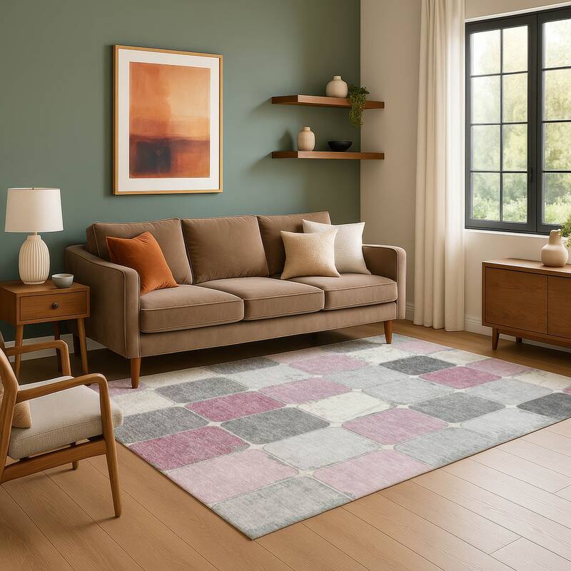 Premium Washable Super Soft Modern Blocks Mayfield Rug