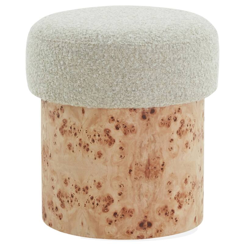 SAFAVIEH Couture Tobianna Round Boucle and Burl Ottoman