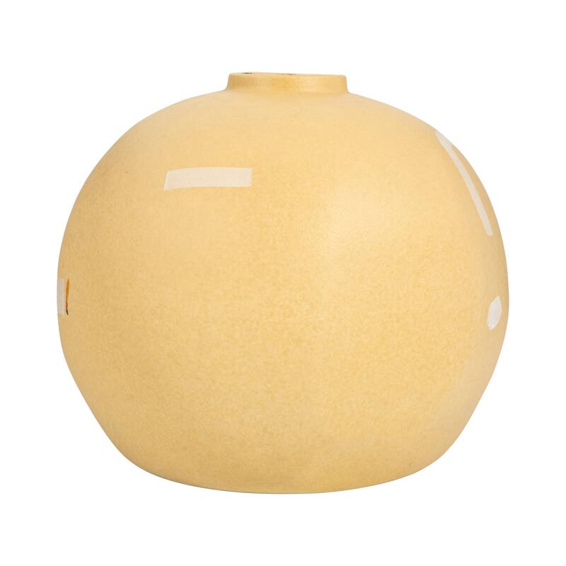 Sagebrook Home Stoneware Mustard Aztec Vase